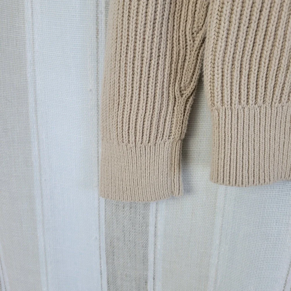 J. Crew‎ Cotton Knit Crewneck Sweater Pullover Cream Beige Size Small